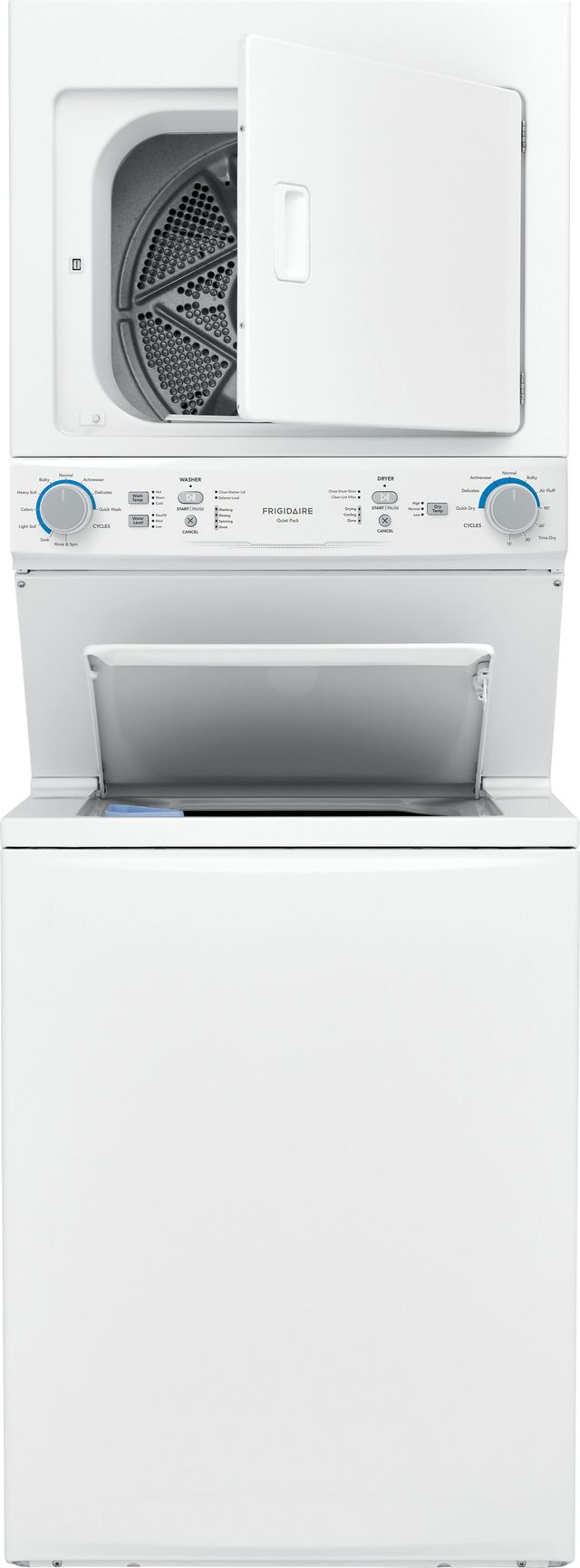 Frigidaire® 3.9 Cu. Ft. Washer, 5.6 Cu. Ft. Dryer White Electric Stack Laundry-2