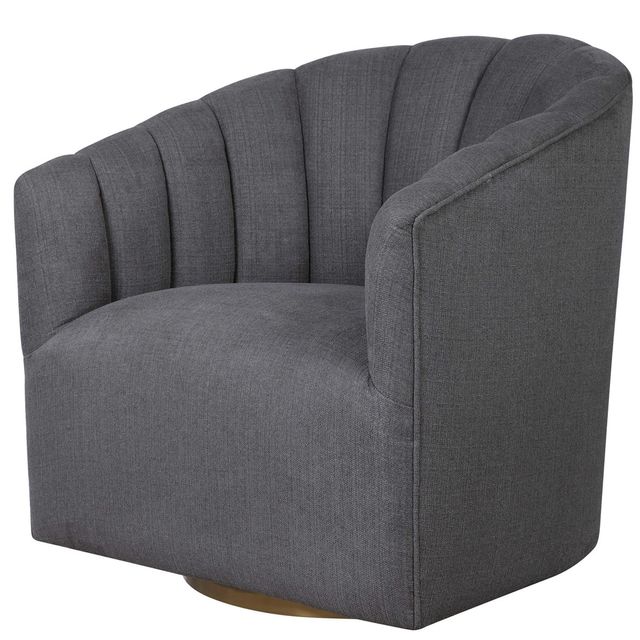 Uttermost® Cuthbert Light Charcoal Gray Swivel Chair-2