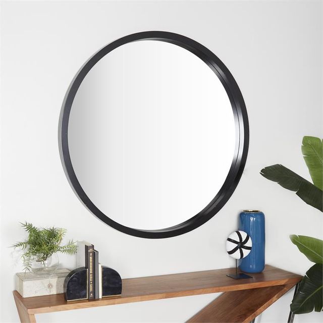 Uma Home Black Wood Contemporary Wall Mirror-1