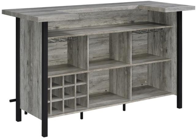 Coaster® Grey Driftwood and Black Bar Unit with Footrest  1
