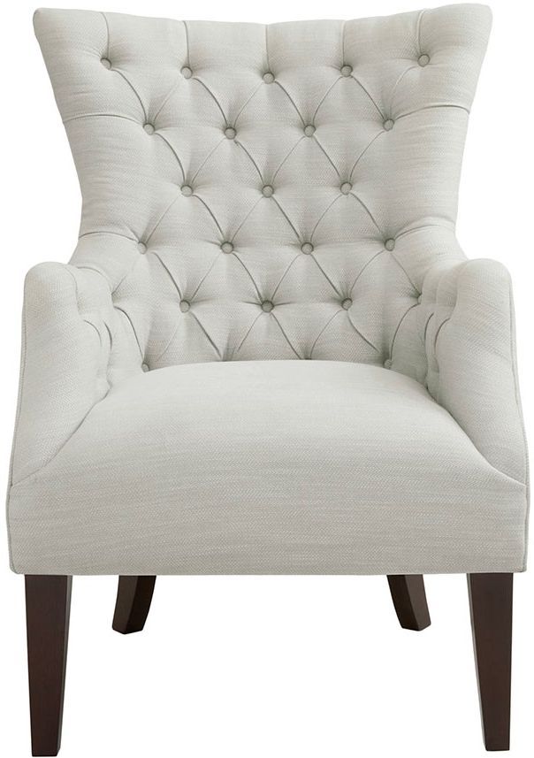 Madison Park Hannah Button Tufted Wing Chair Ivory