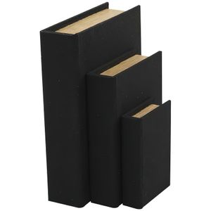 Uma Home Black Linen Book Boxes (Set of 3)
