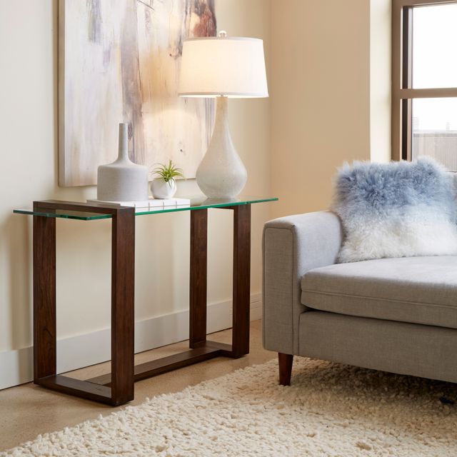 Magnussen Home® Bristow Glass Top Sofa Table with Acorn Base-1