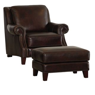 Bassett Furniture Pierce Top-Grain Leather Chair & Ottoman