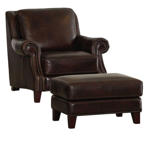 Bassett Furniture Pierce Top-Grain Leather Chair & Ottoman-0