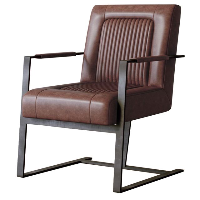 Jofran Maguire Dark Sienna Leather Sled Chair-0