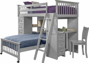 Hillsdale Furniture Schoolhouse Mission Gray Twin/Twin Student Loft Bed