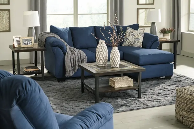 Signature Design by Ashley® Darcy Blue Chaise Sofa-2