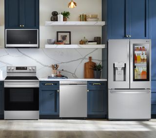 LG 4 Piece Kitchen Package with a 26 cu. ft. Total Capacity Smart French Door Refrigerator PLUS a FREE 5.8 cu. ft. Upright Freezer OR 6.9 cu. ft. All-Refrigerator!
