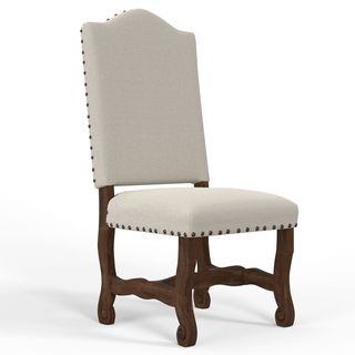 Vintage Furniture Linen Dining Chair in Dark Stain