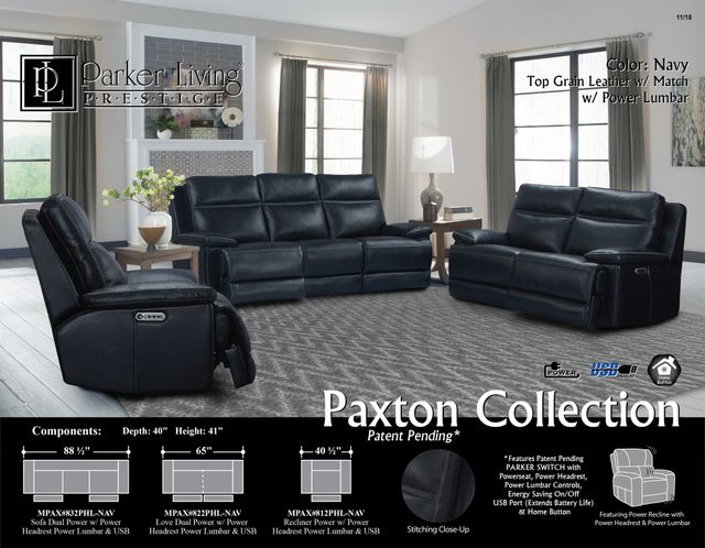 Parker House® Paxton Navy Power Recliner-3