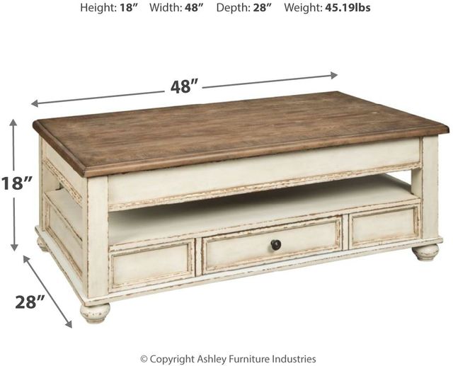 Signature Design by Ashley® Realyn White/Brown Lift Top Coffee Table 8