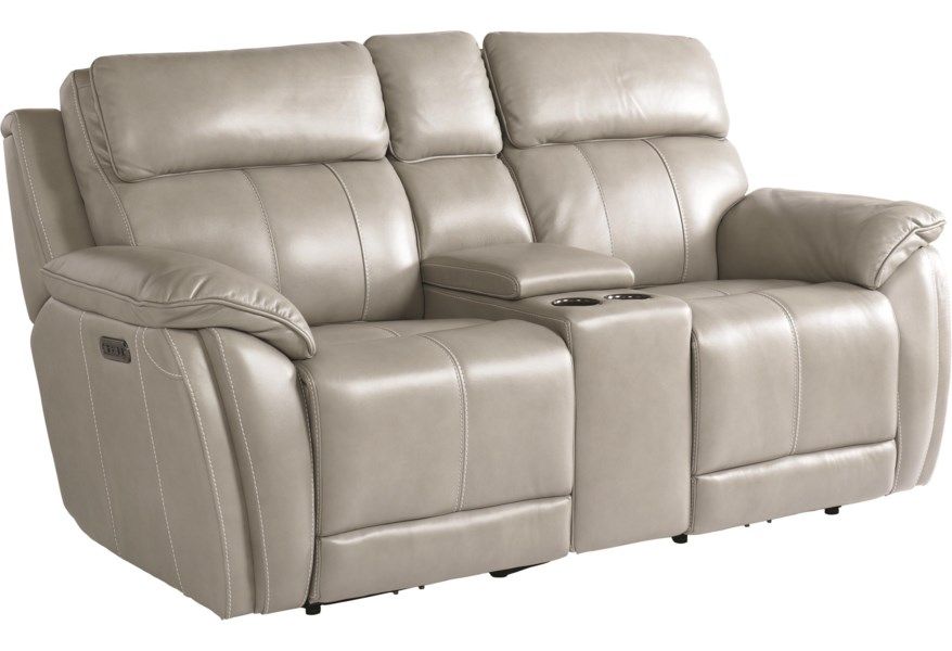 Light gray leather online reclining sofa