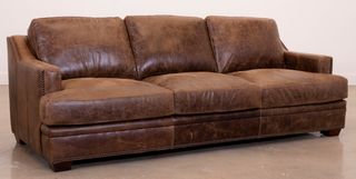 USA Premium Leather Furniture 9397 Ancient Brown All Leather Sofa