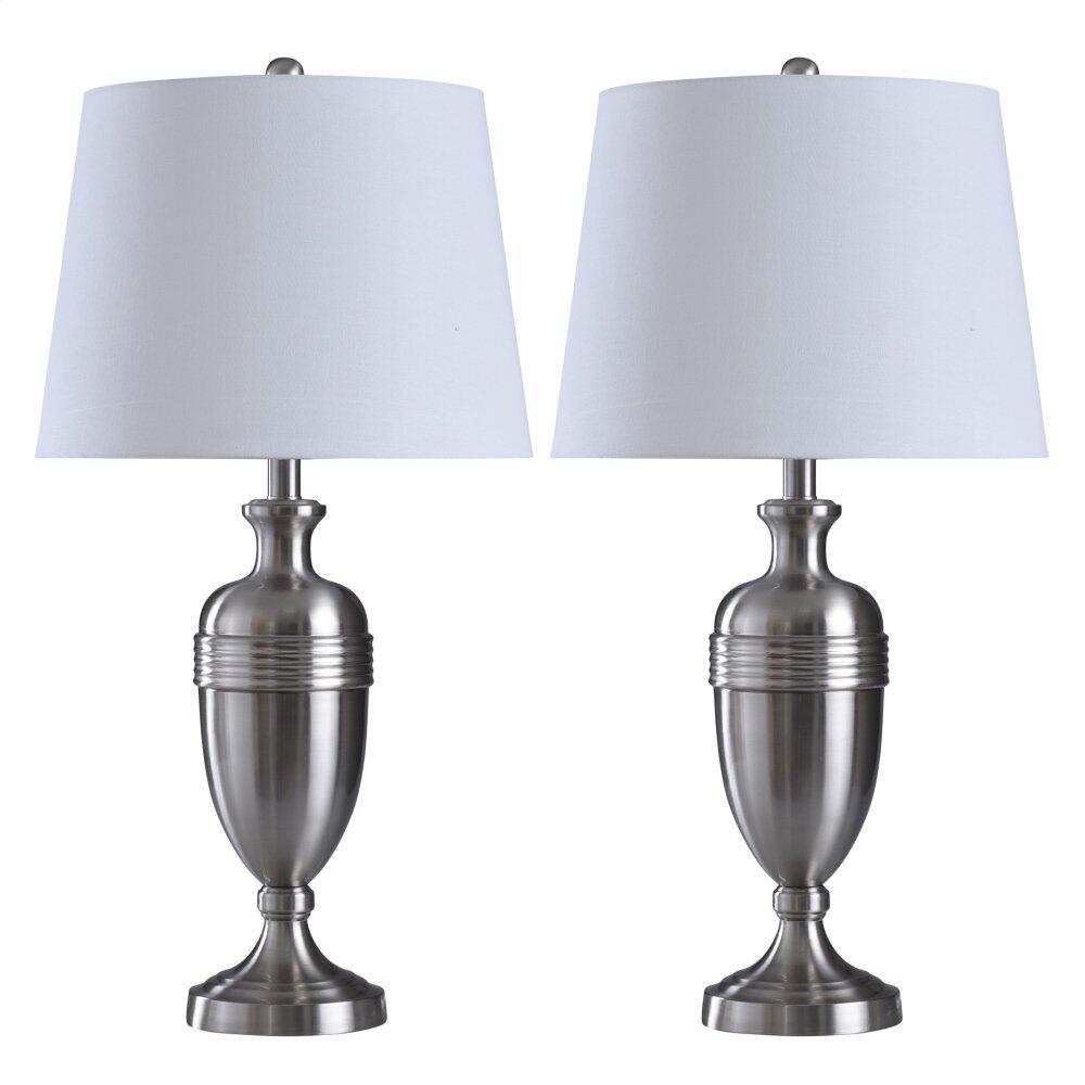 Style Craft Brushed Steel Table Lamps (Set of 2)