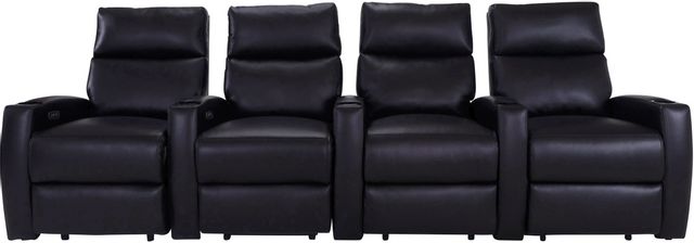 RowOne Galaxy II Home Entertainment Seating Black 4-Chair Straight Row
