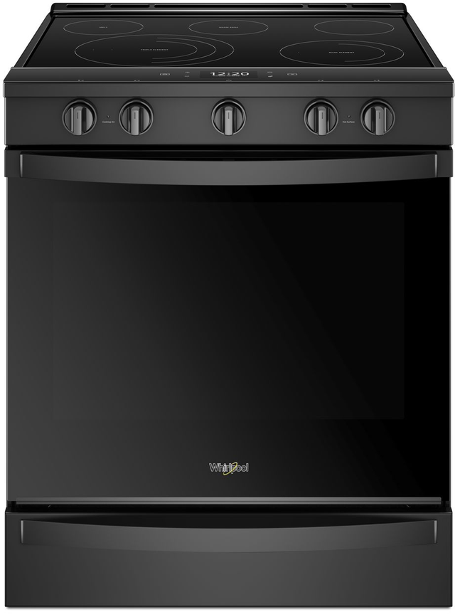 Whirlpool Black 6.4 Cu. Ft. Smart Slide-In Electric Range With Air Fry, When Connected