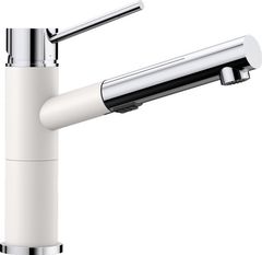 Blanco® Alta Chrome/White Dual Finish Compact™ 2.2 GPM Single Hole Dual Spray Pull Out Kitchen Faucet