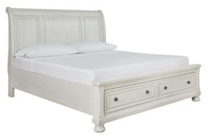 Signature Design by Ashley® Robbinsdale Antique White King Sleigh Storage Bed