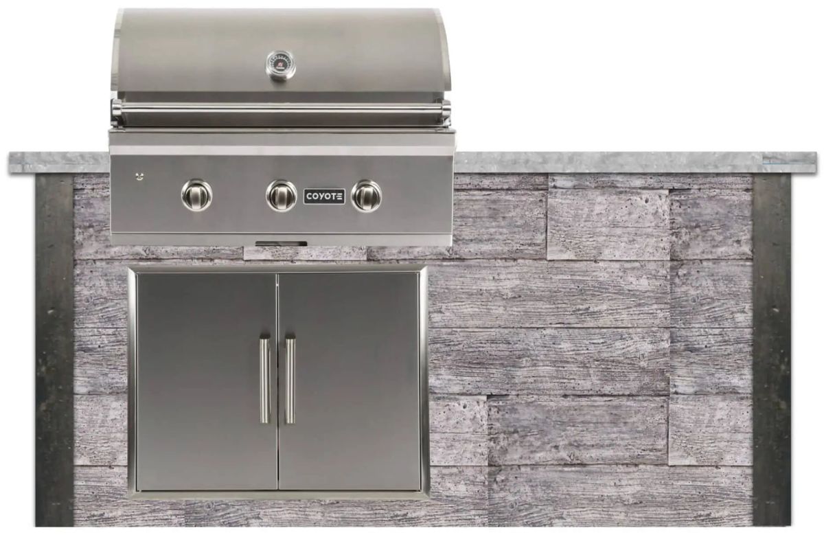 Coyote Outdoor Living 6' Stone Gray Weathered Wood Grill Island
