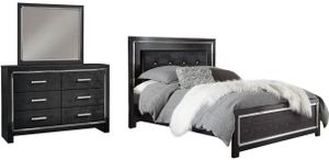 Signature Design by Ashley® Kaydell 2-Piece Black King Upholstered Panel Bed Set