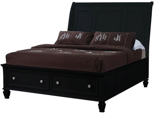 Coaster® Sandy Beach Black California King Sleigh Bed with Footboard Storage
