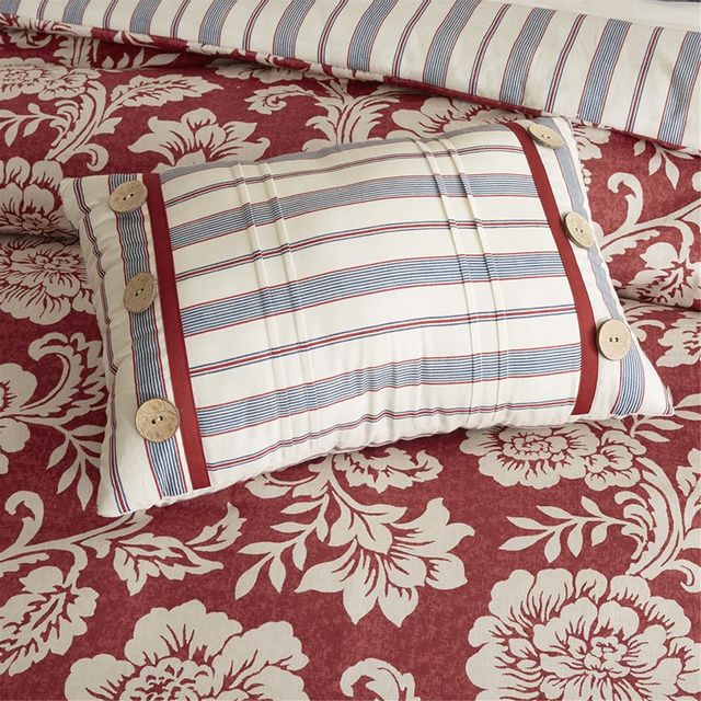 Olliix by Madison Park 9 Piece Red King Lucy Cotton Twill Reversible  Comforter Set, Big Sandy Superstore