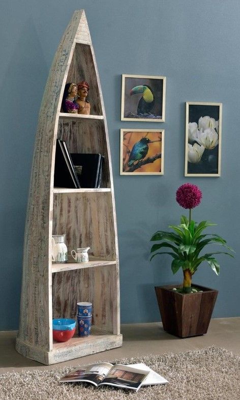 Coast2Coast Home™ Lagoon Blue Rub/White Bookcase-3