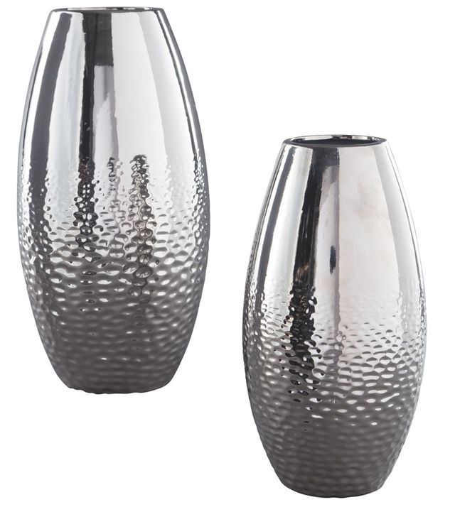 Signature Design by Ashley® Dinesh 2-Piece Silver Vase Set