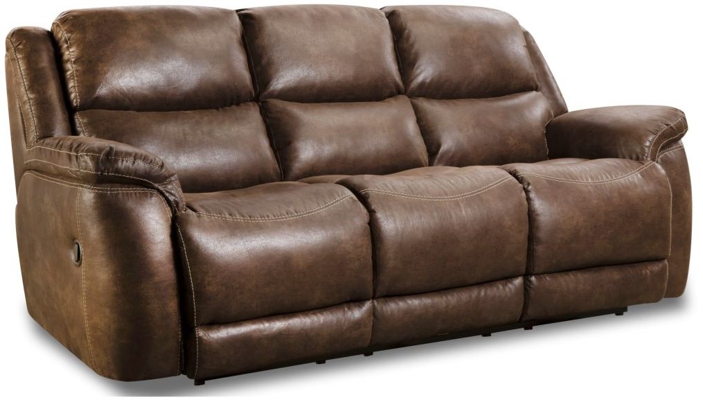 HomeStretch Brown Reclining Console Sofa