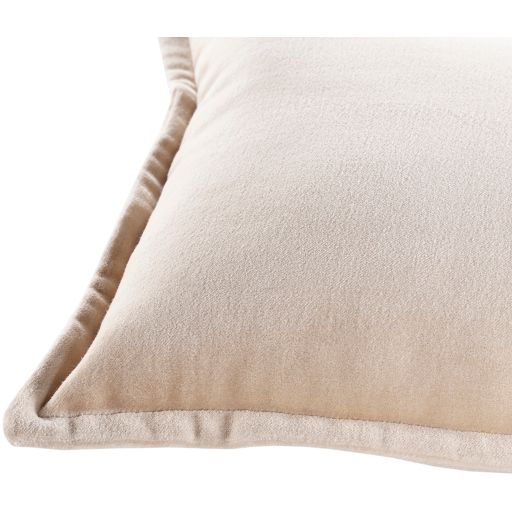 Surya Cotton Velvet Beige 12"x30" Toss Pillow with Down Insert-2