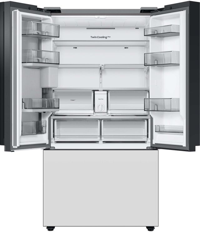 Samsung Bespoke 24 Cu. Ft. White Glass Counter Depth 3-Door French Door Refrigerator with Beverage Center™ 3