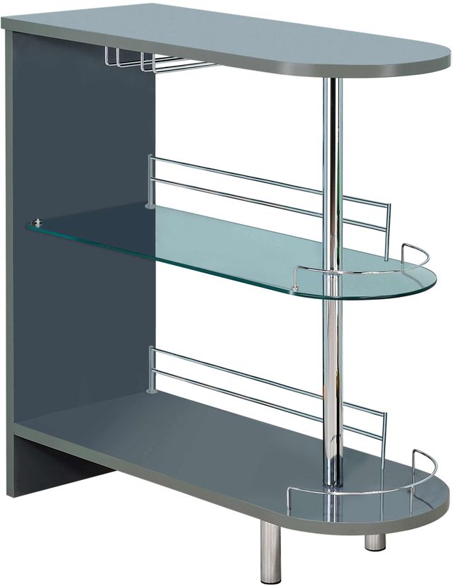 Coaster® Adolfo Glossy Grey And Clear 3-Tier Bar Table
