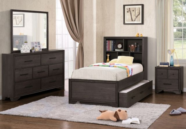 Samuel Lawrence Furniture Granite Falls Brown Youth Twin Bookcase Bed With Trundle-3