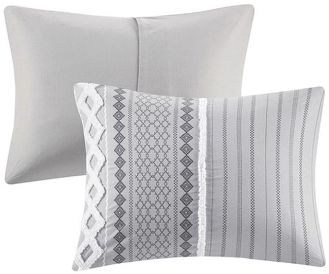 Olliix by INK+IVY Gray Full/Queen Imani Cotton Duvet Cover Mini Set-3