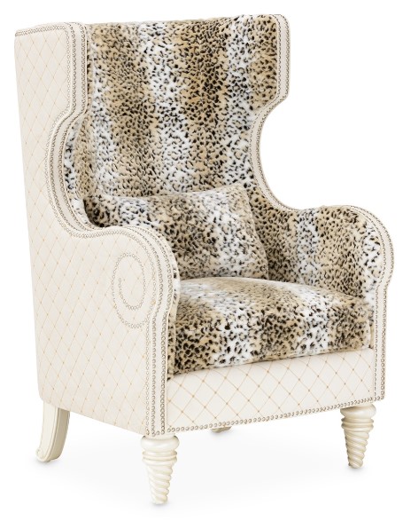 Michael Amini® Chamberi Classic Pearl/White Wing Chair Lynx | Lacks ...