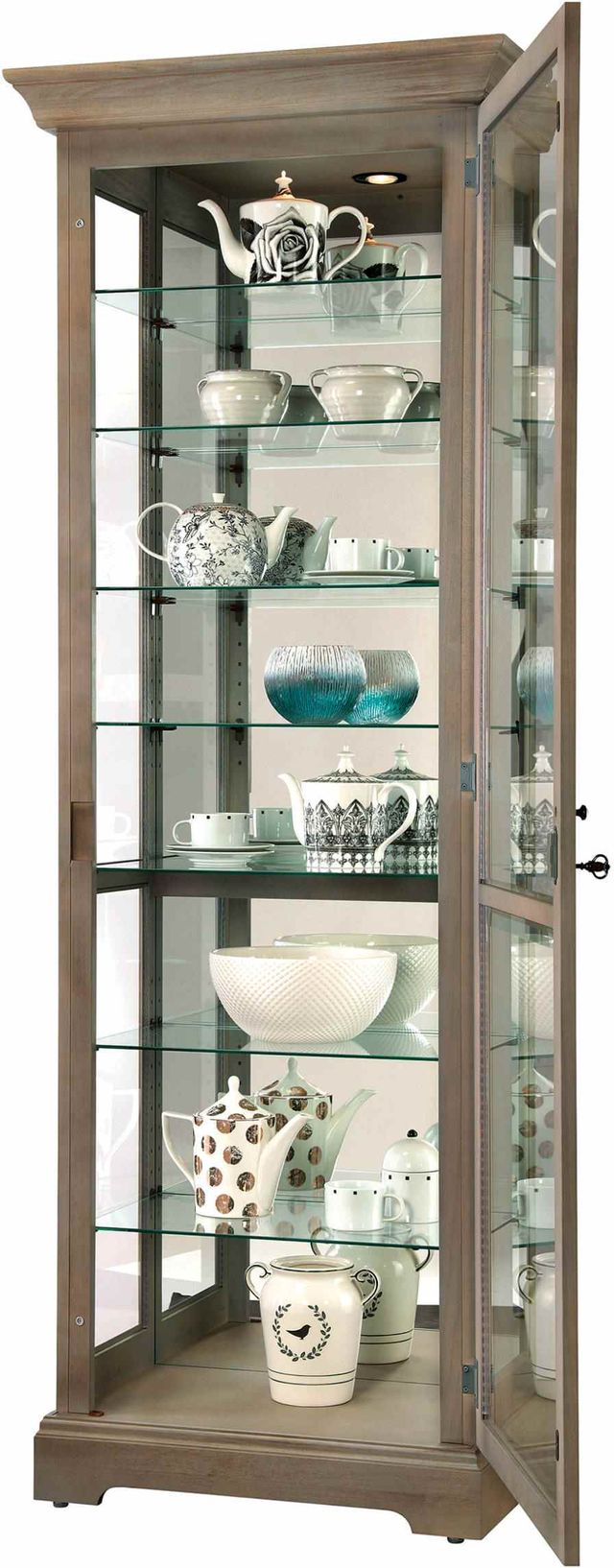 Howard Miller® Chesterbrook VI Aged Grey Curio Cabinet 1