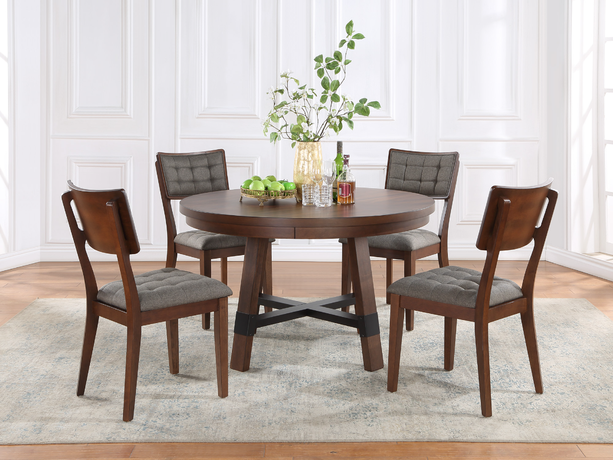 Round wood dining table set hot sale