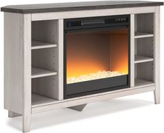 Signature Design by Ashley® Dorrinson Two-Tone Corner TV Stand with Electric Fireplace Insert