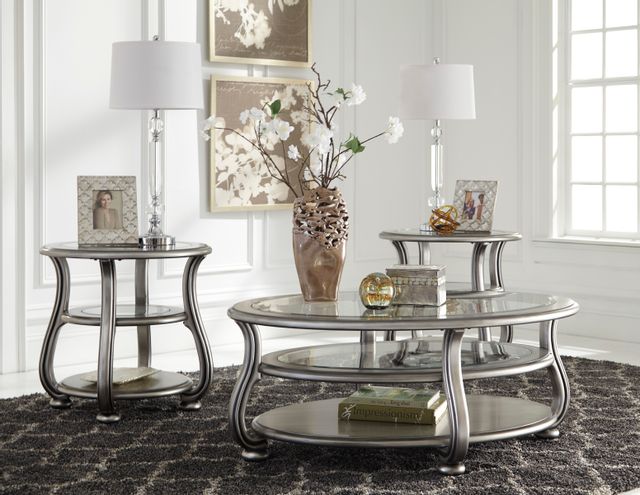 Signature Design by Ashley® Coralayne 3-Piece Silver Finish Living Room Table Set 3