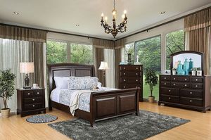 Furniture of America® Litchville Brown Cherry Queen 4-Piece Sleigh Bed Set
