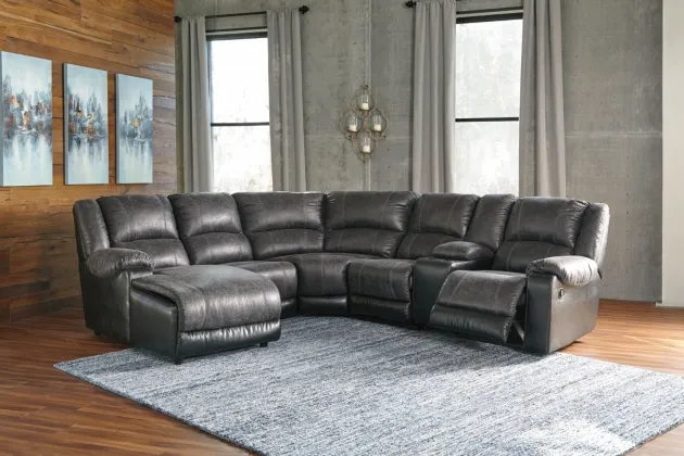 Signature Design by Ashley® Nantahala 6-Piece Slate Reclining Sectional with Chaise 1