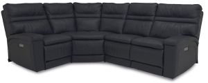 Palliser® Furniture Leo Black Power Reclining Sectional with Power Headrests and Lumbar