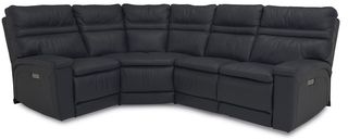 Palliser® Furniture Leo Black Power Reclining Sectional with Power Headrests and Lumbar