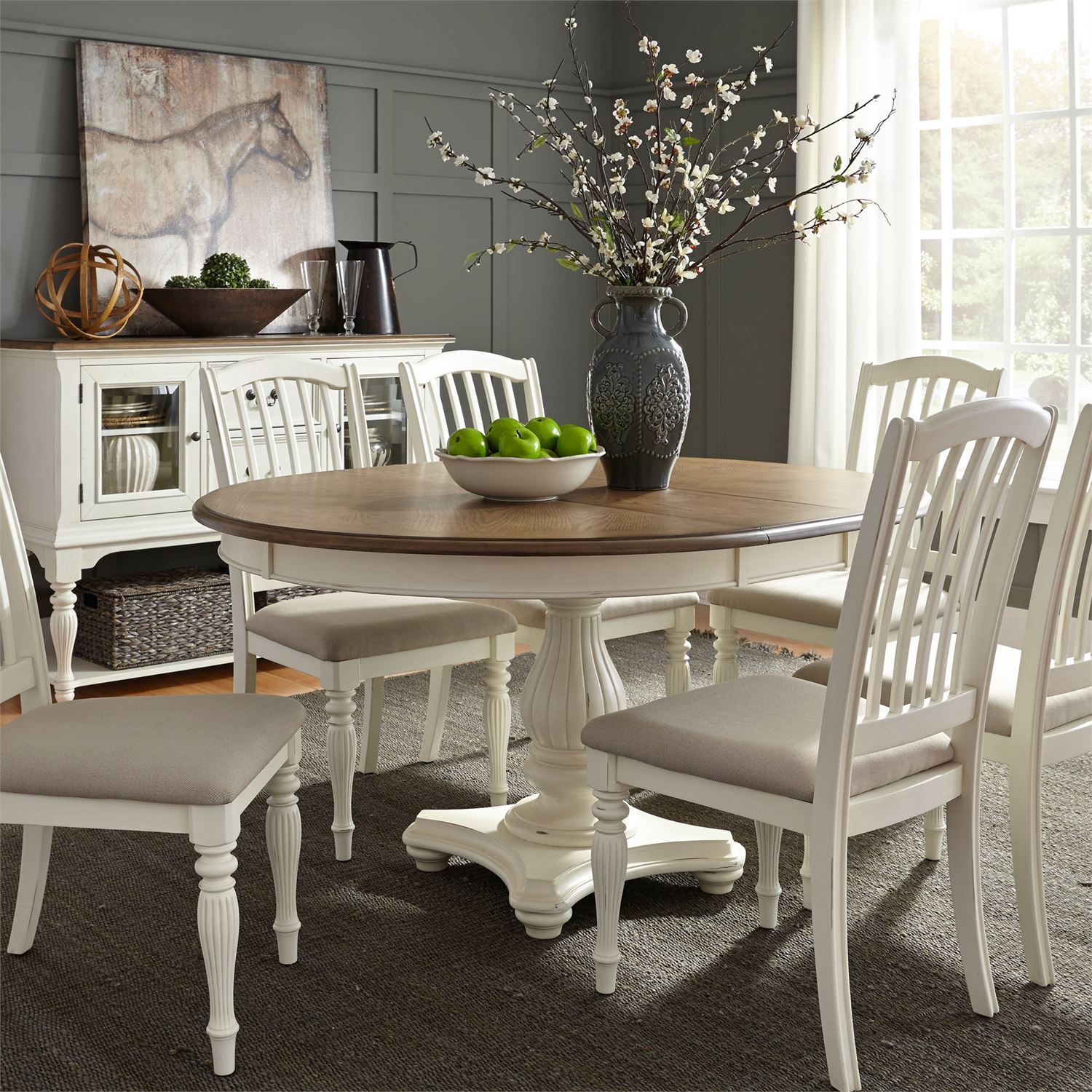 Liberty Furniture Cumberland Creek 7-Piece White Pedestal Table Set