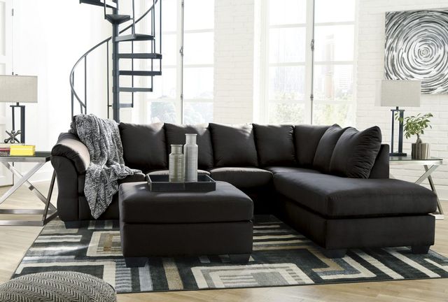 Signature Design by Ashley® Darcy 2-Piece Black Sectional with Chaise 5