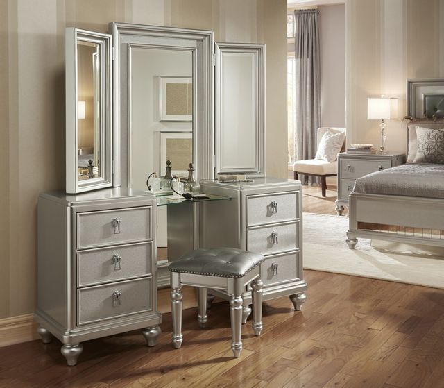 Samuel Lawrence Furniture Diva Platinum Vanity Dresser with Stool-3