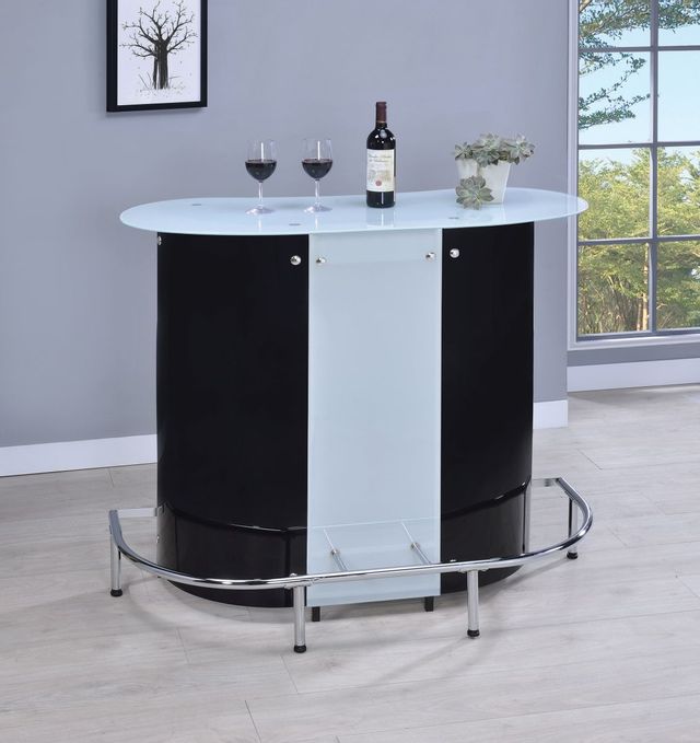 Coaster® Lacewing Glossy Black/White 1-Shelf Bar Unit-2