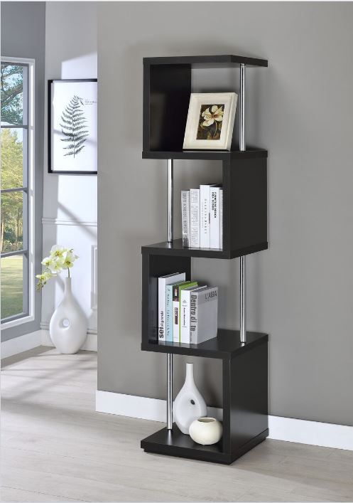 Coaster® Black And Chrome 4-Shelf Bookcase 5