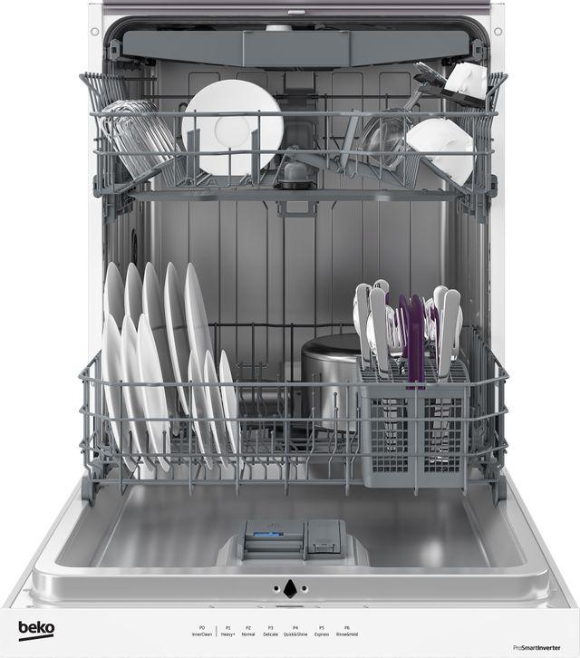 Beko 24" White Built In Dishwasher-1